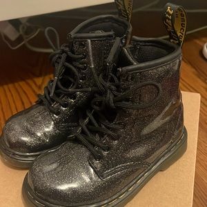 Dr. Martins black sparkle coated glitter boots kids